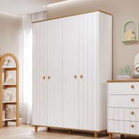 Guarda-Roupa de Bebê Cupcake 4 Portas 3 Gavetas 100% Mdf Off White/Nature - Permobili