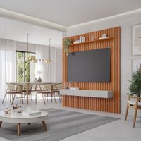 Painel para TV até 70 Polegadas Maragogi 1 Porta 2 Gavetas 100% MDF Cinamomo/Off White - Permobili