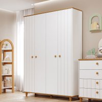 Guarda-Roupa de Bebê Cupcake 4 Portas 3 Gavetas 100% Mdf Branco Acetinado/Nature - Permobili