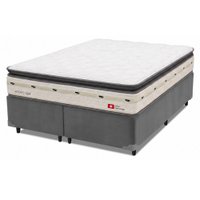 Cama Box Queen Molas Ensacadas Orion 158x198x70cm Herval - Suporta até 150 kg por pessoa Branco / Cinza