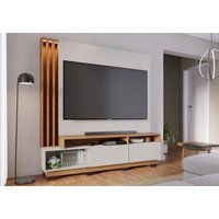 Rack com Painel para TV até 65 Polegadas com LED 2 Portas 3 Nichos Multimóveis CRCOL-RCP026 Madeirado/Off White