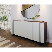 Aparador Buffet com 4 Portas 160cm Multimóveis CRCOL-APA011 Off White/Nogueira/Preto