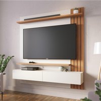 Painel para TV até 65 Polegadas com 2 Portas e Prateleiras Multimóveis CRCOL-PTV033 Off White/Madeirado