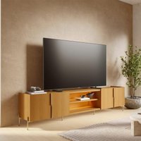 Rack para TV até 85 Polegadas com LED 4 portas e 2 Nichos Multimóveis CRCOL-RCK037 Madeirado
