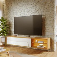 Rack para TV até 75 Polegadas com LED 2 Portas e Nichos Multimóveis CRCOL-RCK041 Madeirado/Off White