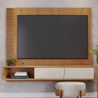 Painel para TV até 65 Polegadas com LED 2 Portas e 1 Nicho Multimóveis CRCOL-PTV034 Madeirado/Off White