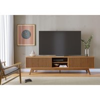 Rack para TV até 75 Polegadas com 4 Portas Ripadas e 2 Nichos Retrô Multimóveis CRCOL-RCK040 Madeirado