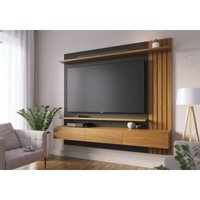 Painel para TV até 70 Polegadas com 3 Portas e 2 Prateleiras Multimóveis CRCOL-PTV032 Madeirado/Preto