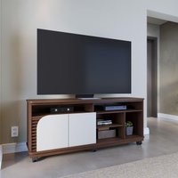 Rack para TV até 65 Polegadas com 2 Portas e Rodízios Multimóveis CRCOL-RCK039 Nogueira/Off White