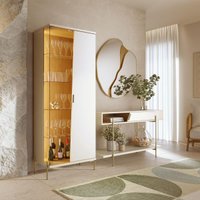 Cristaleira com LED Vidro 2 Portas 73,5cm Multimóveis CRCOL-CRI004 Off White/Madeirado