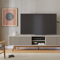 Rack para TV até 75 Polegadas com 4 Portas Ripadas e 2 Nichos Retrô Multimóveis CRCOL-RCK040 Off White