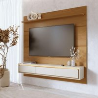 Painel para TV até 65 Polegadas com LED 3 Portas e 1 Prateleira Multimóveis CRCOL-PTV029 Madeirado/Off White
