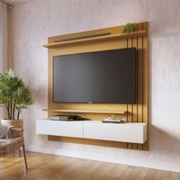 Painel para TV até 65 Polegadas com 2 Portas e Prateleiras Multimóveis CRCOL-PTV033 Madeirado/Off White