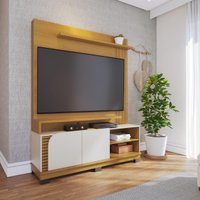 Rack com Painel para TV até 65 Polegadas com 2 Portas e Prateleiras Multimóveis CRCOL-RCP022 Madeirado/Off White