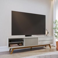 Rack para TV até 75 Polegadas com 1 Porta de Correr e 2 Gavetas Retrô Multimóveis CRCOL-RCK035 Off White