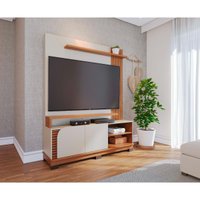 Rack com Painel para TV até 65 Polegadas com 2 Portas e Prateleiras Multimóveis CRCOL-RCP022 Freijó/Off White