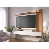 Painel para TV até 70 Polegadas com 3 Portas e 2 Prateleiras Multimóveis CRCOL-PTV032 Off White/Madeirado