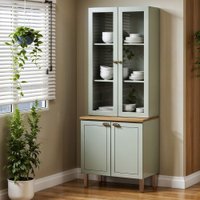 Armário Cozinha Cristaleira Conecta Frizz Verde Mint/Ebano