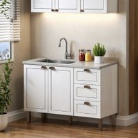 Balcão Cozinha 120cm 2Pts 3Gav Conecta Frizz Branco S/Tpo