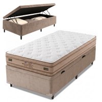 Cama Box Baú Solteiro Molas Ensacadas Euro Pillow Double Face Pró Hotel 88x188x72cm Probel Até 150kg