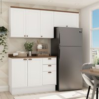Cozinha Compacta 3 Pçs 6 Pts 3 Gav Iluminata Branco/ebano