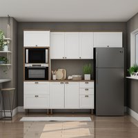Cozinha Compacta 4 Pçs 8 Pts 4 Gav Iluminata Branco/ebano