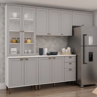 Cozinha Completa 4 Pçs 10 Pts 3 Gav Iluminata Branco/fendi