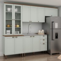 Cozinha Completa 4 Pçs 10 Pts 3 Gav Iluminata Verde Mint/ebano