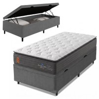 Cama Box Baú Solteiro Molas Ensacadas Pillow Super Monaco 88x188x75cm Probel - Suporta até 180kg