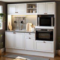 Cozinha Completa Isis 8 Portas 1 Gaveta Branco com LED Sem Tampo