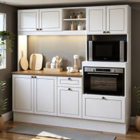 Cozinha Completa Isis 8 Portas 1 Gaveta com LED Branco/ébano com Tampo