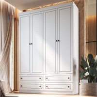 Guarda Roupa Solteiro 4 Portas 4 Gavetas Domus Branco
