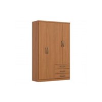 Guarda Roupa Casal 4 Portas e 3 Gavetas Caju Cinamomo Henn