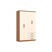 Guarda Roupa Casal 4 Portas 3 Gavetas Caju Cinamomo/Off Henn
