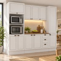 Cozinha Completa 4 Pçs 10 Pts 3 Gav Americana Bco/ebano C/ Tpo e Rod