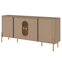 Balcão Buffet 4 Portas LED Vidro Tambau 180 cm Fendi Carvalho BECHARA