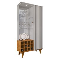 Cristaleira 2 Portas Com LED E Adega Elba 180X90 cm Off White Naturalle BECHARA