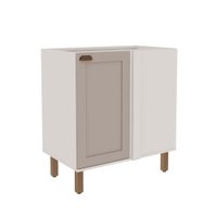 Balcão de Cozinha Canto Reto 1 Porta Iluminata Branco/Fendi