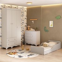 Quarto Infantil Completo com Minicama Montessoriana e Colchão Incluso Dengo Multimóveis MP4894 Off White