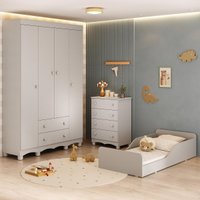 Quarto Infantil Completo com Minicama Montessoriana Dengo Multimóveis MP4881 Off White