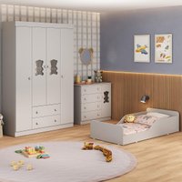 Quarto Infantil Completo com Minicama Montessoriana Teddy Multimóveis MP4885 Off White