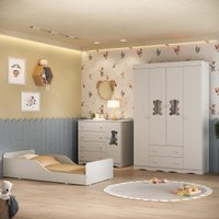 Quarto Infantil Completo com Minicama Montessoriana e Colchão Incluso Doçura Multimóveis MP4898 Off White