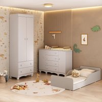 Quarto Infantil Completo com Minicama Montessoriana e Colchão Incluso Dengo Multimóveis MP4895 Off White