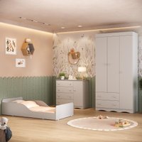 Quarto Infantil Completo com Minicama Montessoriana e Colchão Incluso Realeza Multimóveis MP4892 Off White