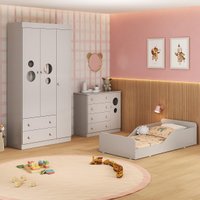 Quarto Infantil Completo com Minicama Montessoriana e Colchão Incluso Pirulito Multimóveis MP4905 Off White