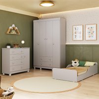 Quarto Infantil Completo com Minicama Montessoriana Allegra Multimóveis MP4875 Off White