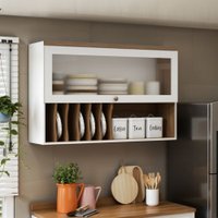 Armário Cozinha Aéreo 120cm 1 Pt Iluminata Branco/Ebano