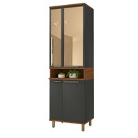 Paneleiro Duplo 70cm Munique 4 Portas com Vidro 6154.4 Cinza - Indekes