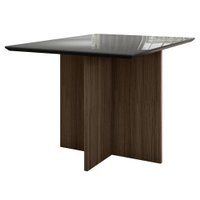 Mesa de Madeira 120 Cm Harmonia com Vidro Amêndoa/Grafite/Preto - Pnr Móveis