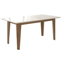 Mesa de Madeira 160 Cm Aconchego com Vidro Carvalho/Off White - Pnr Móveis